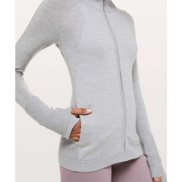 Lululemon Time To Thrive Wool Jacket Heathered Silver Drop Size 4 - Picture 4 of 8